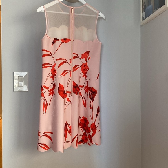 Ted Baker Jaazmin Fantasia Scallop Mini Dress Mesh Red Pink Floral Size 6 - Picture 10 of 14